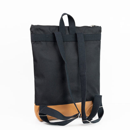 Waterproof Backpack with Tan Leather Bottom