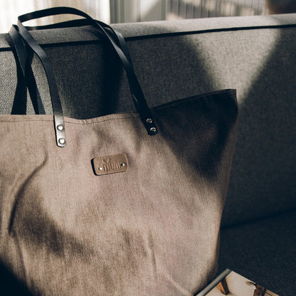 Brown Denim Tote Bag