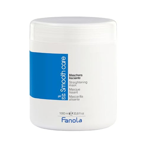 Fanola Smooth Care Straightening Mask - Anti Frizz Hair Mask for Smoothing & Detangling - Made With Cotton Oil & Cocoa Butter - Ideal for Treated, Curly or Coarse Hair (33.8 oz)