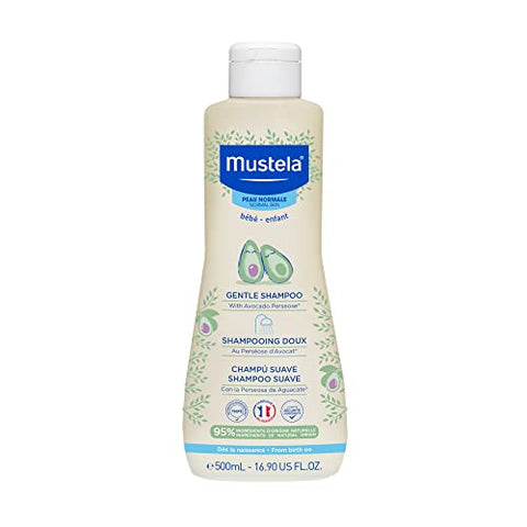 Mustela Baby Gentle Shampoo with Natural Avocado - Hair Care for Kids of all Ages & Hair Types - Tear-Free & Biodegradable Formula - 16.9 fl. oz.