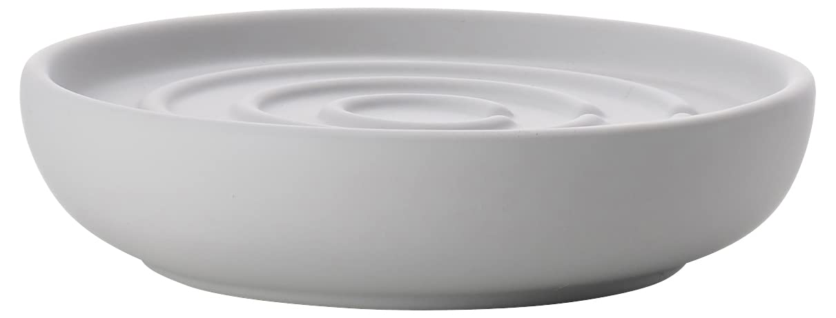 ZONE DENMARK Nova Porcelain Soap Dish with Sophisticated Simplicity Soft Touch Coating - Elevate Your Bathroom Décor, Practical Design, Style and Functionality- (Grey)