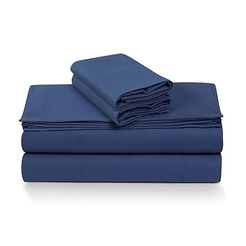 Tribeca Living King German Flannel Pillowcases, Set of 2, 200-GSM Heavyweight Cotton, Mid Blue.
