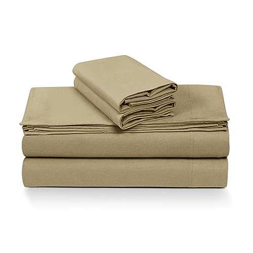 Tribeca Living Standard German Flannel Pillowcases, Set of 2, 200-GSM Heavyweight Cotton, Macchiato.