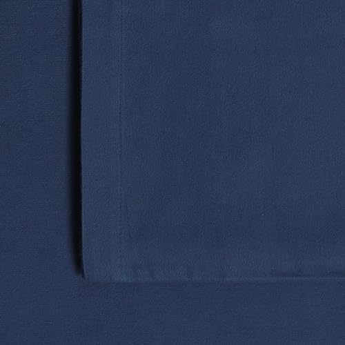 Tribeca Living Full German Flannel Deep Pocket Bed Sheet Set, 200-GSM Heavyweight Cotton, 4-Piece Bedding Set, Mid Blue.
