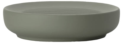 ZONE DENMARK Nova Porcelain Soap Dish with Soft Touch Coating, Green (Olive Green)