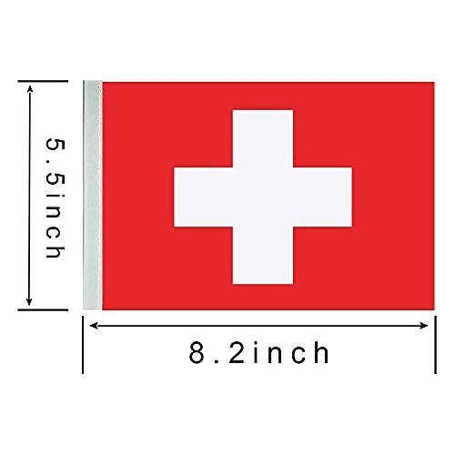 Switzerland Swiss Flag Banner String,Small Mini Switzerland Pennant flags,For Grand Opening,Olympics,National Sports Events,Party Festival Decorations(50 Feet 38 Flags).