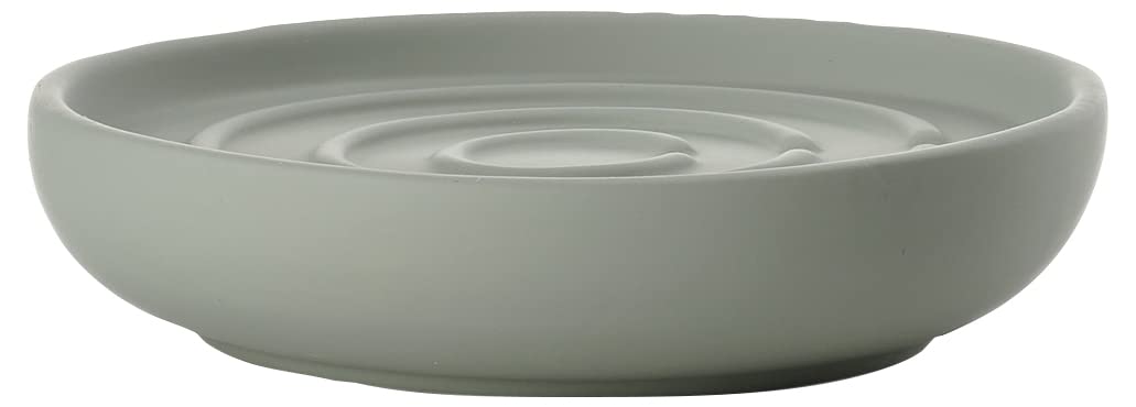 ZONE DENMARK Nova Porcelain Soap Dish with Sophisticated Simplicity Soft Touch Coating - Elevate Your Bathroom Décor, Practical Design, Style and Functionality- (Matcha Green)