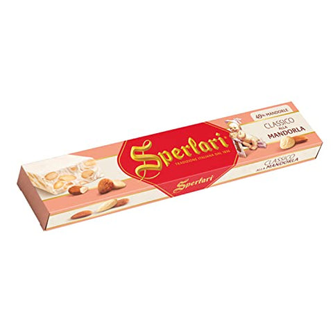 Sperlari Classic Hard Nougat Candy, Italian Torrone with Almonds, 8.81 Ounces (Pack of 1).