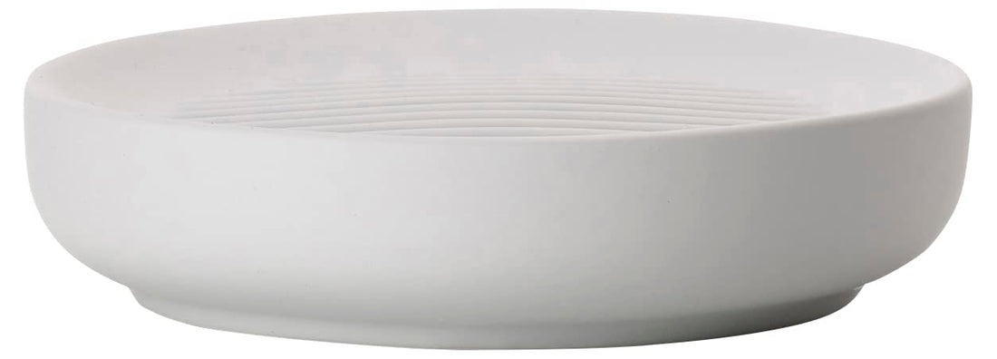 ZONE DENMARK Nova Porcelain Soap Dish with Sophisticated Simplicity Soft Touch Coating - Elevate Your Bathroom Décor, Practical Design, Style and Functionality- (Soft Grey)