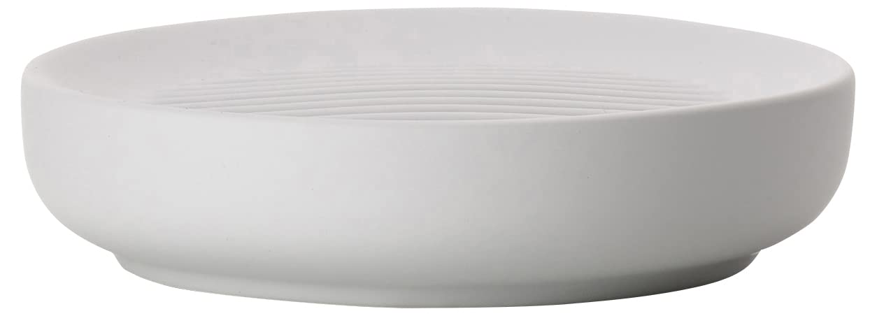 ZONE DENMARK Nova Porcelain Soap Dish with Sophisticated Simplicity Soft Touch Coating - Elevate Your Bathroom Décor, Practical Design, Style and Functionality- (Soft Grey)