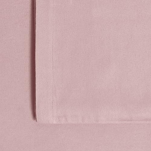 Tribeca Living Full German Flannel Deep Pocket Bed Sheet Set, 200-GSM Heavyweight Cotton, 4-Piece Bedding Set, Light Pink.