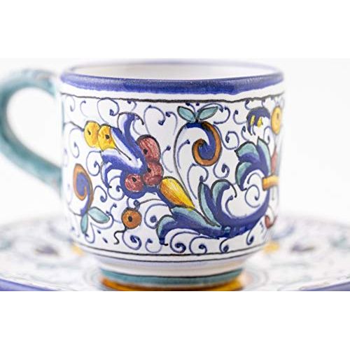 Italian Ceramic Espresso Cup & Saucer Ricco Deruta Blu - Hand Painted Cup, Made in Italy Ceramics, Handmade Coffee Cups, Small Cup Pottery, Italian Ceramics Deruta, Italian Pottery