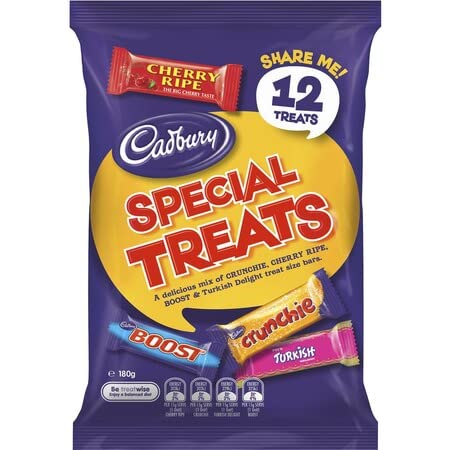Cadbury Share Pack Special Treats 195g | Crunchie, Cherry Ripe, Turkish Delight, Boost | Made in Australia (12 Pack) | Filled with Australia's Favorite Treats!.