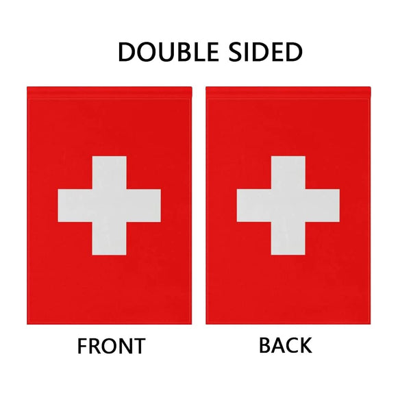 Switzerland Garden Flags 12 x 18 Inches Double Sided Vivid Color and Fade Proof.