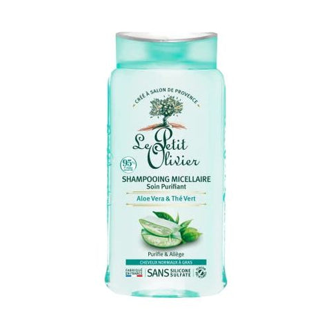 Le Petit Olivier Purifying Micellar Shampoo - Aloe Vera And Green Tea - Cleanses Hair - Reduce Excess Sebum - Suitable For Normal To Oily Hair - Free Of Silicones - 8.45 Oz