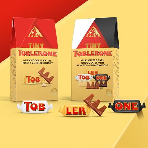 Tiny Toblerone Assorted Chocolate Bars with Honey and Almond Nougat, 7.61 oz (27 Pieces).