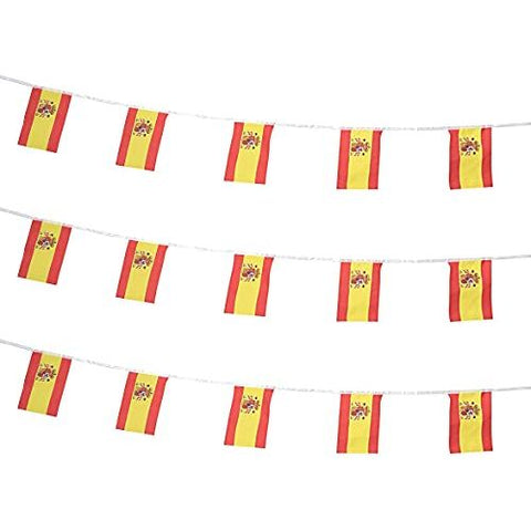 Spain Spanish Flag Banner String,Small Mini Spain Pennant flags,For Grand Opening,Olympics,National Sports Events,Party Festival Decorations(50 Feet 38 Flags).