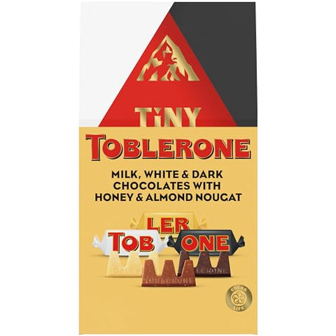 Tiny Toblerone Assorted Chocolate Bars with Honey and Almond Nougat, 7.61 oz (27 Pieces).
