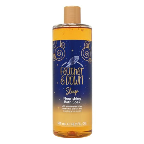 Feather & Down Nourishing Bath Soak (500ml) - with Soothing Upcycled Chamomile Extract & Evening Primrose Oil. Nourish Your Body & Calm Your Mind. Cruelty Free. Vegan Friendly.