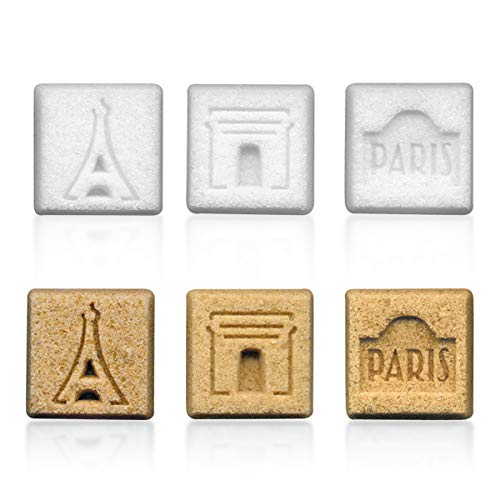 Canasuc Paris, C'est Paris! Pur Sucre de Canne,"Window Gift Box" of 32 Assorted French Molded Natural Sugar Pieces, White & Amber, 3.35 Oz.