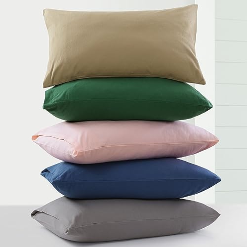 Tribeca Living King German Flannel Pillowcases, Set of 2, 200-GSM Heavyweight Cotton, Grey/Wet Weather.