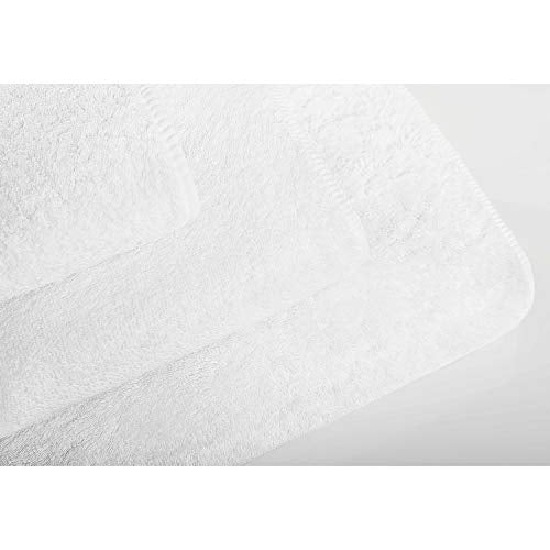 Graccioza Long Double Loop Towels Bath Towel (28'' x 55", White), 100% Egyptian Cotton 700 GSM - Elegant, Soft Body and Face Towel Bath Linens Made in Portugal.