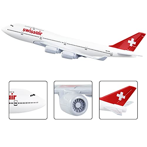 Busyflies Model Aiplane 1:400 Scale Die-cast Airplane Model Alloy Aircraft Model Swiss Boeing 747 Plane Model for Birthday Gifts.
