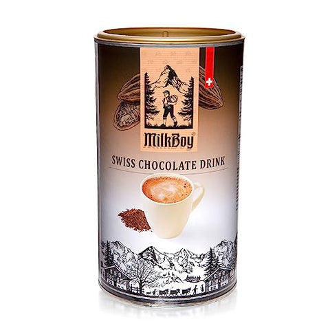 MilkBoy Gourmet Hot Chocolate Mix - Swiss Chocolate Drink for Cold or Hot Cocoa - Kosher, Vegan, and Gluten Free Hot Chocolate Mix Canister With 16 Servings, Rainforest Alliance Certified - 1 lb