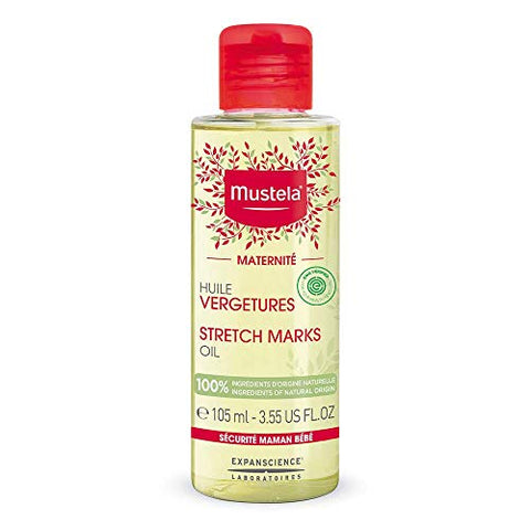 Mustela Maternity Stretch Marks Oil - Natural Pregnancy Skincare Belly Massage Oil with Vitamin E, Avocado, Maracuja & Sunflower Oil - EWG Verified & Fragrance Free - 3.55 fl. oz.