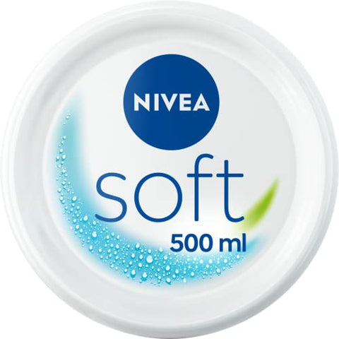 NIVEA Soft Moisturising Cream (500ml), A Moisturising Cream for Face, Body and Hands with Vitamin E and Jojoba Oil, Hand Cream Moisturises Deeply, All-Purpose Day Cream