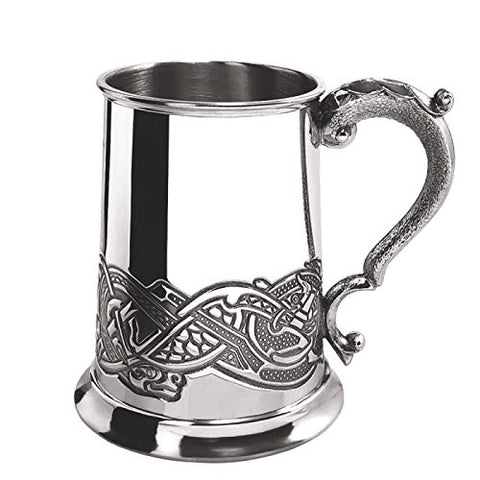 English Pewter Company Celtic Lion Design 1 Pint Pewter Beer Mug Tankard [CEL137].