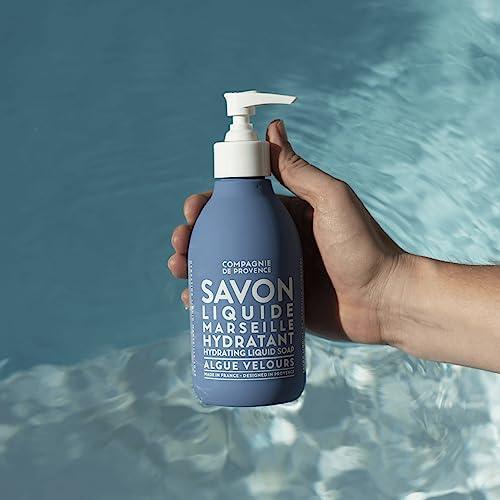 Compagnie de Provence Savon de Marseille Extra Pure Liquid Soap - Velvet Seaweed - 16.7 Fl Oz Glass Pump Bottle