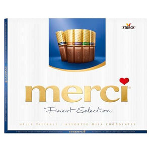 Merci Finest Assortment of European Milk Chocolates 8.8 Ounce Box,20 pieces.