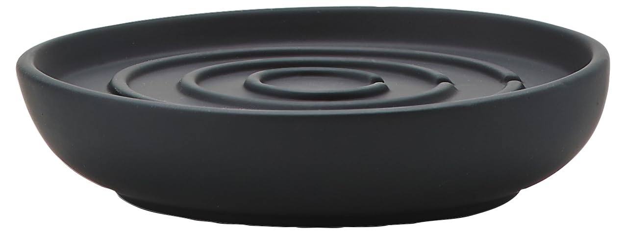 ZONE DENMARK Nova Porcelain Soap Dish with Sophisticated Simplicity Soft Touch Coating - Elevate Your Bathroom Décor, Practical Design, Style and Functionality- (Black)