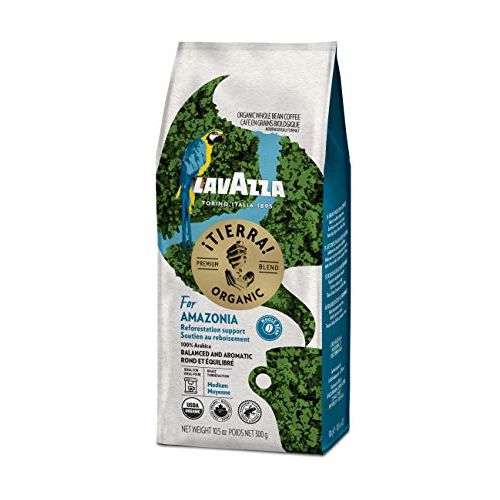 Lavazza, ¡Tierra Organic Amazonia Whole Bean Coffee Medium Roast 10.5 Oz Bag, Floral Notes Authentic Italian, Blended And Roated in Italy, Balanced and Aromatic Fruity and floral notes.