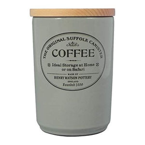 Airtight Coffee Canister in Dove Grey by Henry Watson, Made in England.
