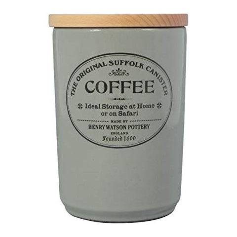 Airtight Coffee Canister in Dove Grey by Henry Watson, Made in England.
