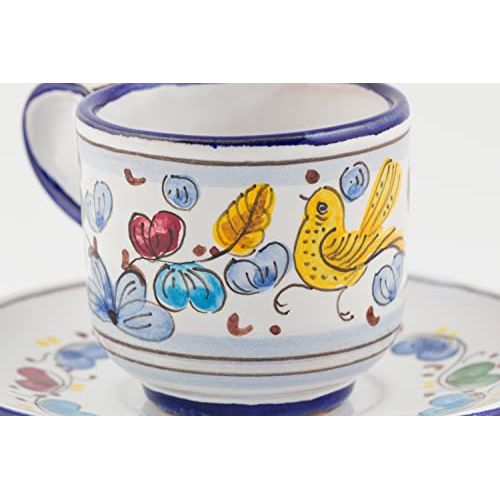 Italian Ceramic Espresso Cup & Saucer Arabesco, Deruta - Hand Painted Cup, Made in Italy Ceramics, Handmade Coffee Cups, Italian Ceramics Deruta, Italian Pottery