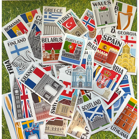 Set of 40 European Countries Vinyl Decal Stickers