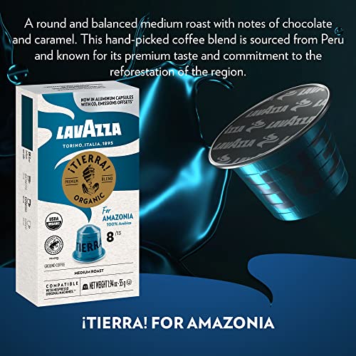 Lavazza TIERRA AMAZONIA USDA ORGANIC Espresso Aluminum Capsules Compatible with Nespresso Original Machines (Pack of 60) ,Value Pack, Medium Roast, 100% Arabica, Round & Balanced, Intensity 8 of 13.
