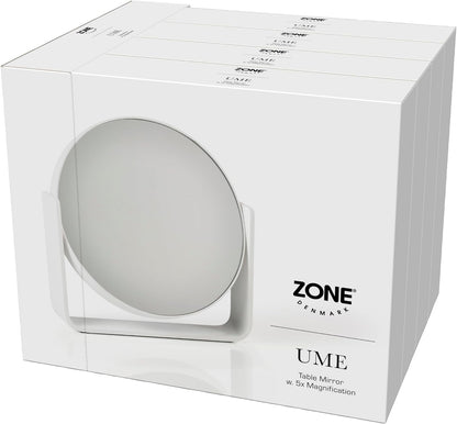 Zone Denmark Ume Table Mirror - Elegant Reflective Accent for Vanity and Tabletop Décor - White, 7.68&quot; L x 7.48&quot; W