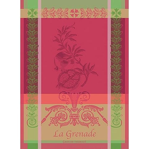Garnier Thiebaut French Jacquard Kitchen Towel 100% Cotton Fruits Collection (Grenade Rose).