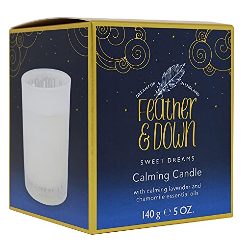 Feather & Down Calming Candle (140g) - with Calming Lavender & Chamomile Essential Oils to Help Prepare You for Sleep. Vegan Friendly & Cruelty Free.