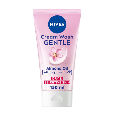NIVEA Gentle Face Cream Wash (150ml), Face Cleanser with Almond Oil and Hydramine Gently Cleanses for Smooth, Healthy Skin, Face Wash for Dry and Sensitive Skin