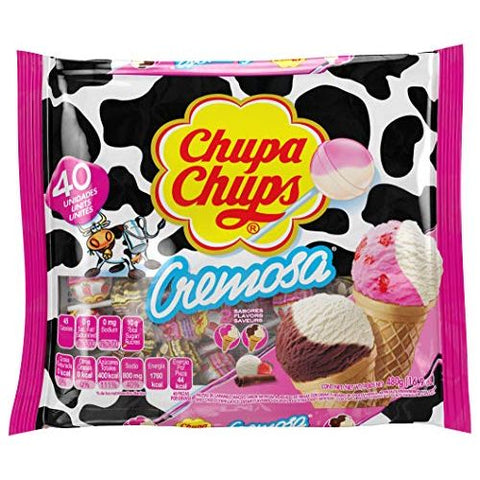 Chupa Chups Cremosa Lollipop Assortment, 2 Ice Cream Flavors, Individually Wrapped Candy for Kids, 16.9 OZ Bag (40 Suckers)