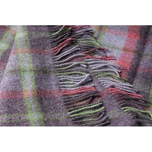 Genuine Irish, 100% Wool Throw & Toss Blanket, Traditional Plaid Print, Soft Warm Heirloom Quality Lambswool, Imported from Ireland, 54" x 72" Inches, Purple.