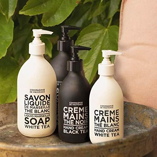 Compagnie de Provence Savon de Marseille Extra Pure Liquid Soap - White Tea - 16.9 Fl Oz Glass Pump Bottle