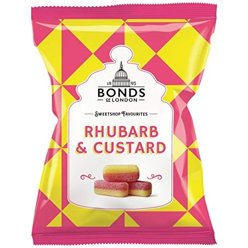 Original Bonds London Rhubarb & Custard Bag Sugar Coated Rhubarb & Vanilla Flavored Boiled Sweets Imported From The UK The Best Of British Candy.