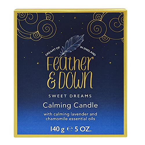 Feather & Down Calming Candle (140g) - with Calming Lavender & Chamomile Essential Oils to Help Prepare You for Sleep. Vegan Friendly & Cruelty Free.