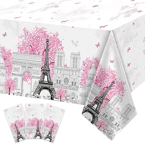 Paris Eiffel Tower Tablecloths Pink Paris Theme Tablecover Eiffel Tower Plastic Disposable.